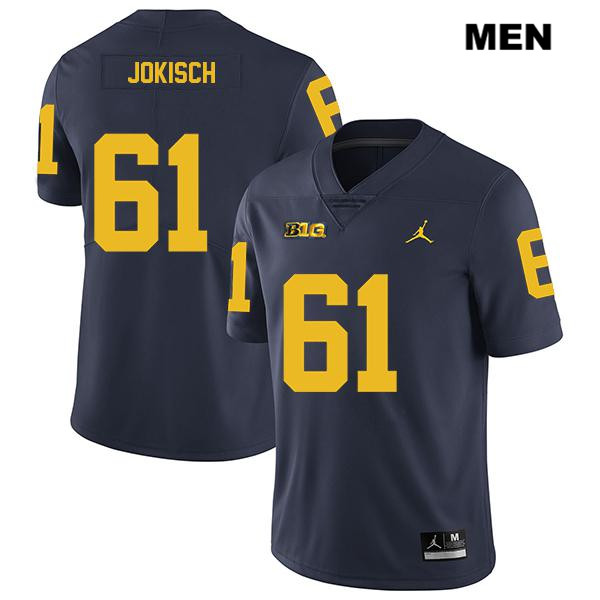 Men's NCAA Michigan Wolverines Dan Jokisch #61 Navy Jordan Brand Authentic Stitched Legend Football College Jersey BX25Q36TJ